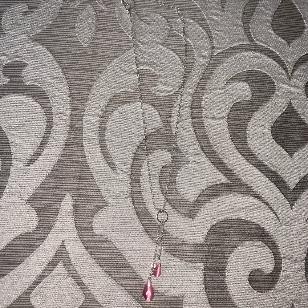 Pink and silver drop necklace